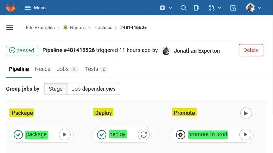 gitlab pipeline interface