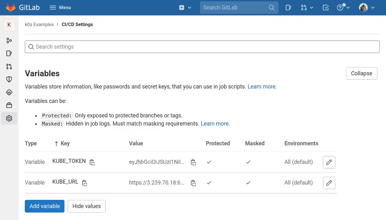 gitlab ci/cd variables
